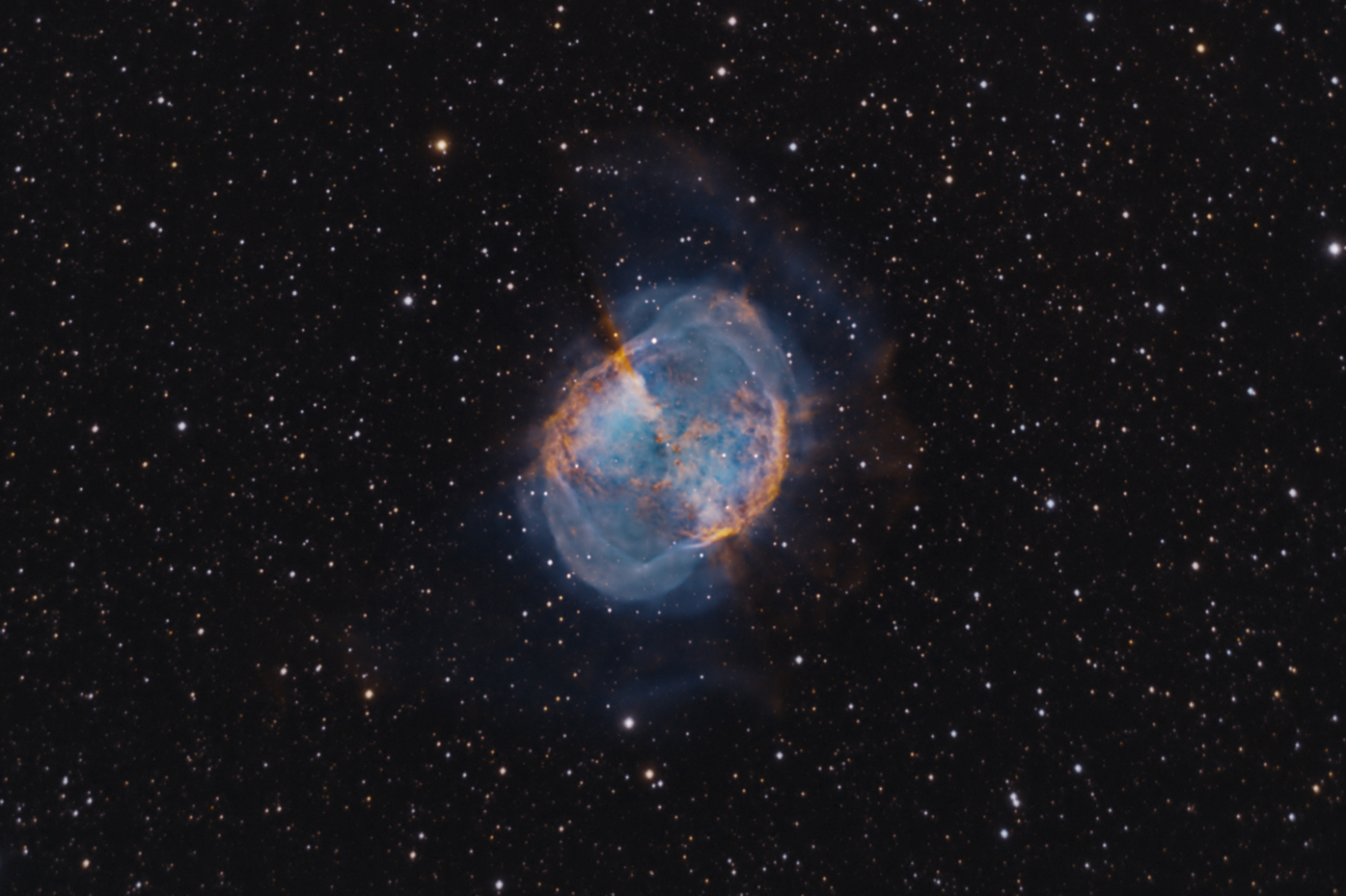 M27 Dumbbell Nebula HST bicolor starless