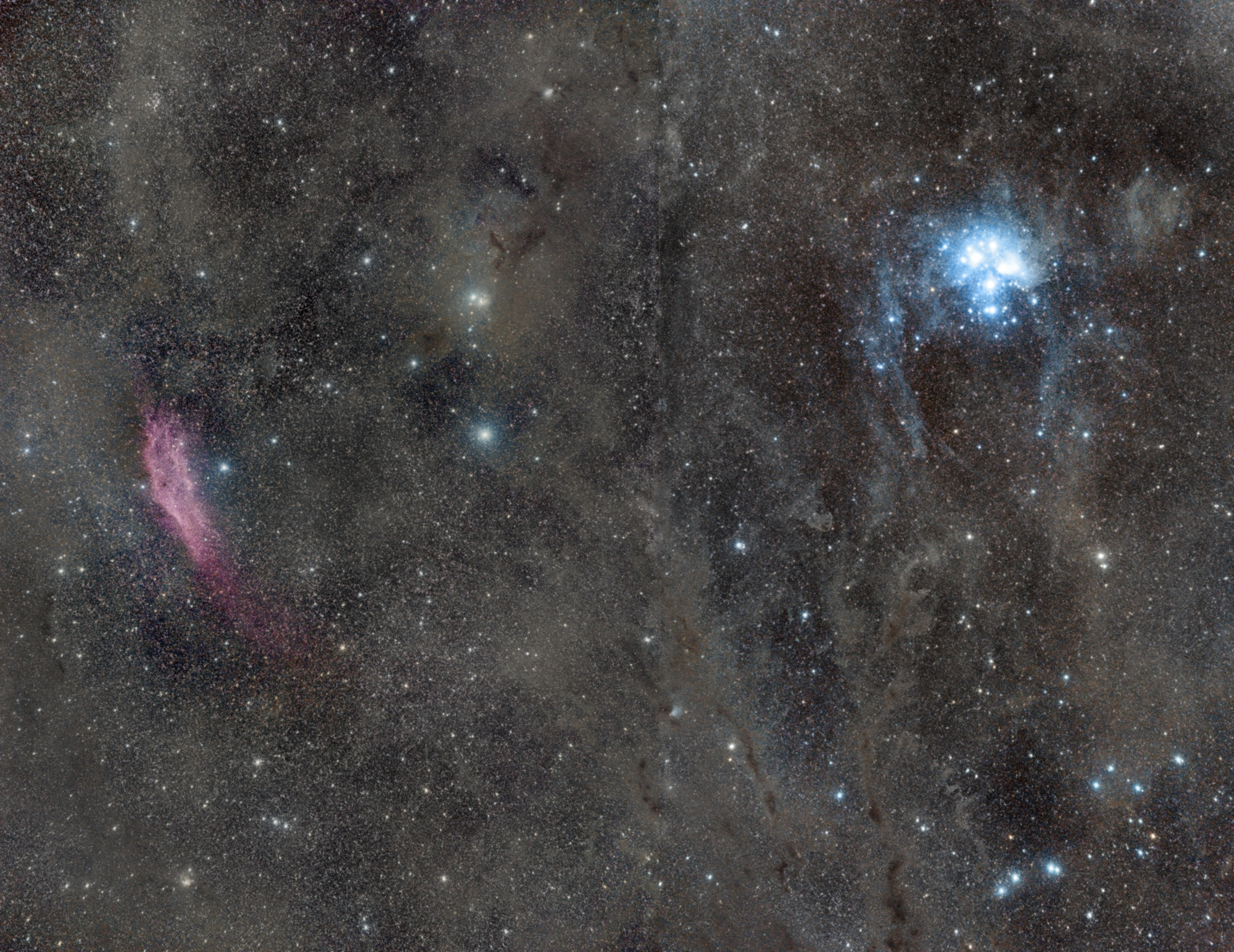 Mosaic from the California Nebula to the Seven Sisters